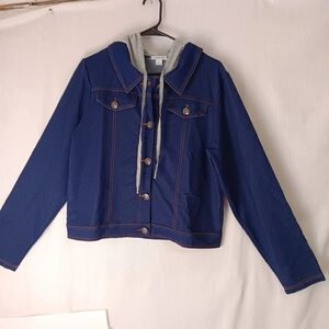 Hood jacket university Venus,Large,blue, shirt collar, school, women's.
